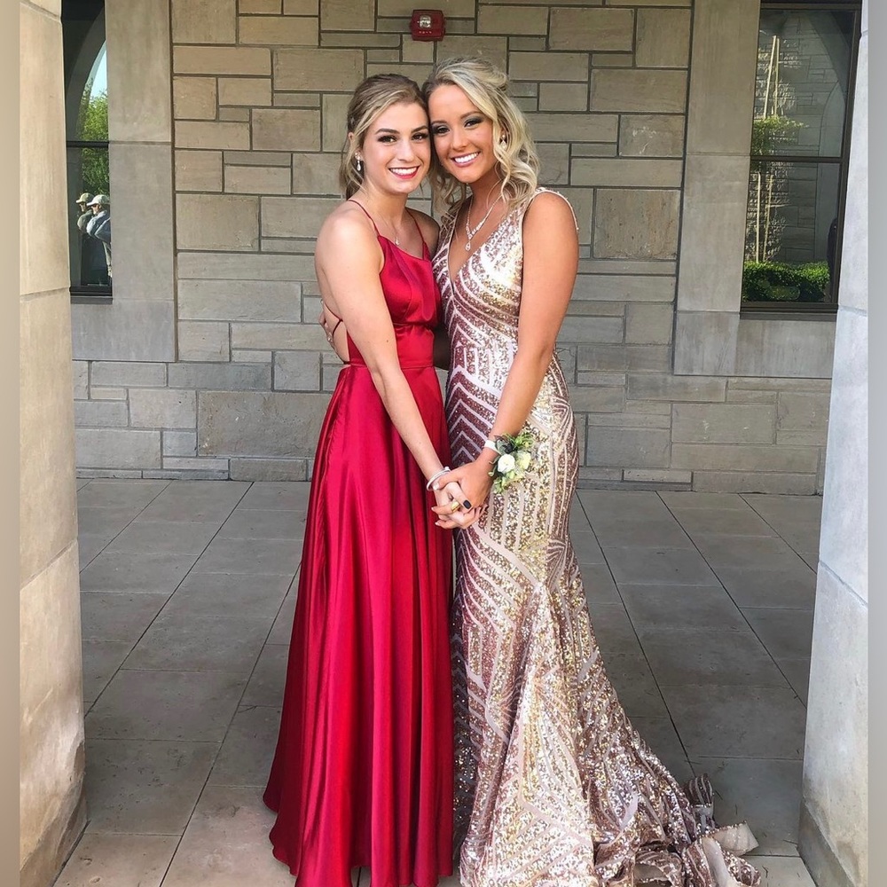 Red Satin Prom Dress